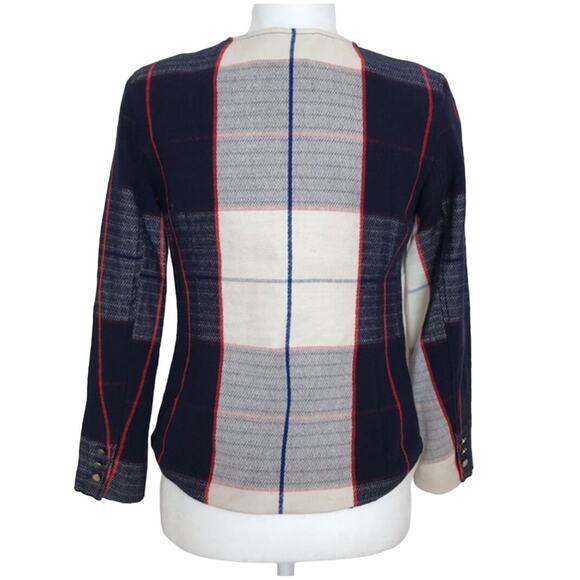 Merona Minimalist Plaid Spring Summer Zip Jacket S/P Office Career Casual Preppy - Picture 9 of 11